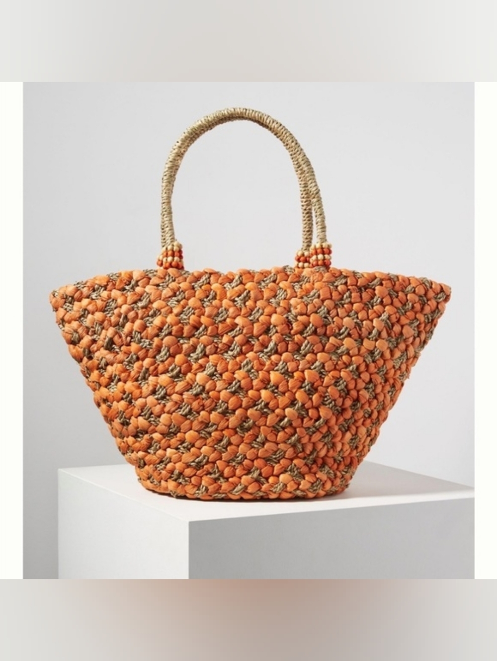 Anthropologie Puffy Raffia Tote Bag